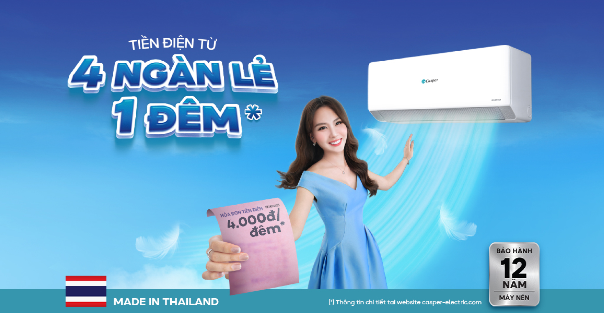 Giá điện tăng từ 11/2023, tiền điện điều hoà Casper sử dụng chỉ từ 4,000đ/ Đêm* - Casper Electric Vietnam